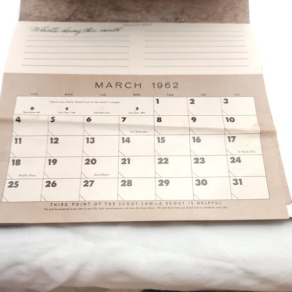 1962 Bernel Hollingsworth Boy Scout Complete Calendar Raton New Mexico - Picture 8 of 16